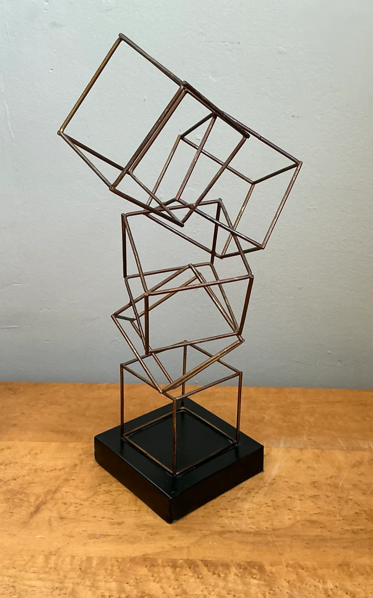 Vintage Geometric Metal Cube Sculpture — additional photo 7