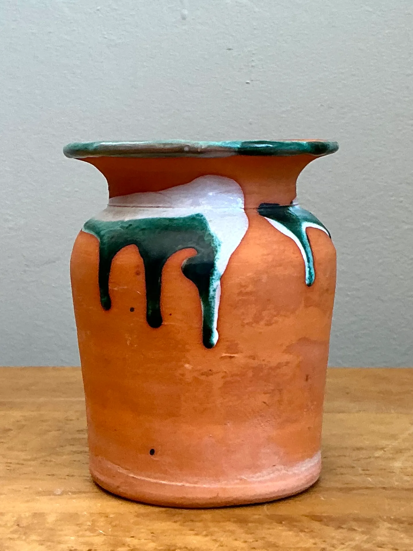 Vintage Drip Glaze Terracotta Vase — additional photo 2