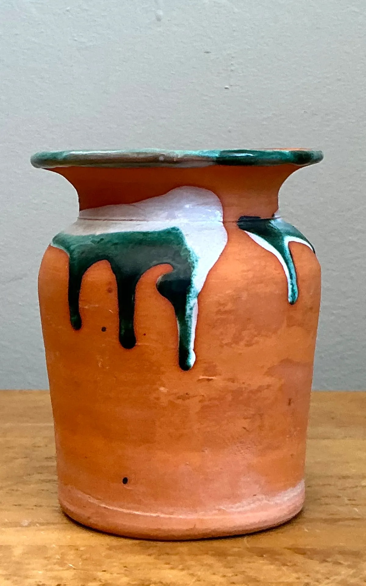Vintage Drip Glaze Terracotta Vase — additional photo 2