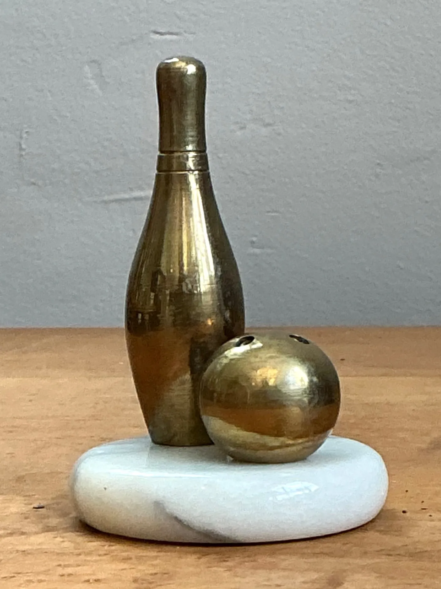 Vintage Brass Bowling Pin and Ball Sculpture — additional photo 6