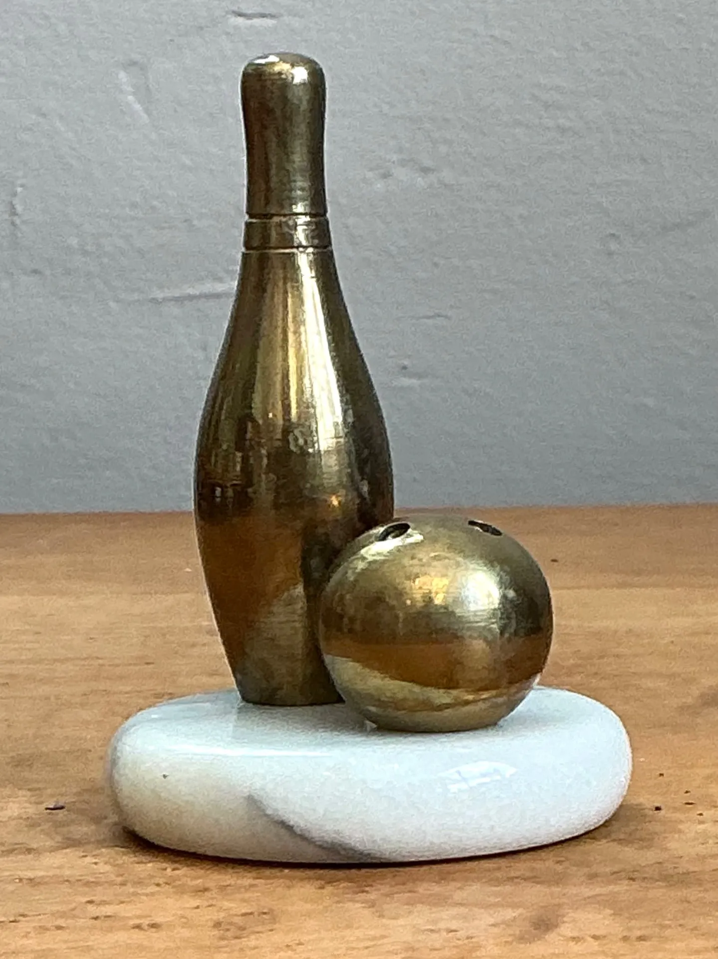 Vintage Brass Bowling Pin and Ball Sculpture — additional photo 5