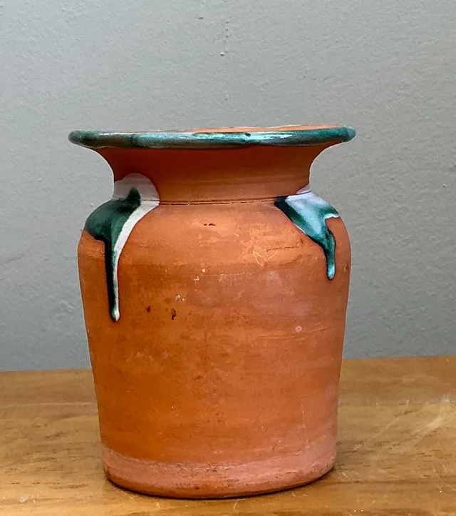 Vintage Drip Glaze Terracotta Vase — additional photo 5