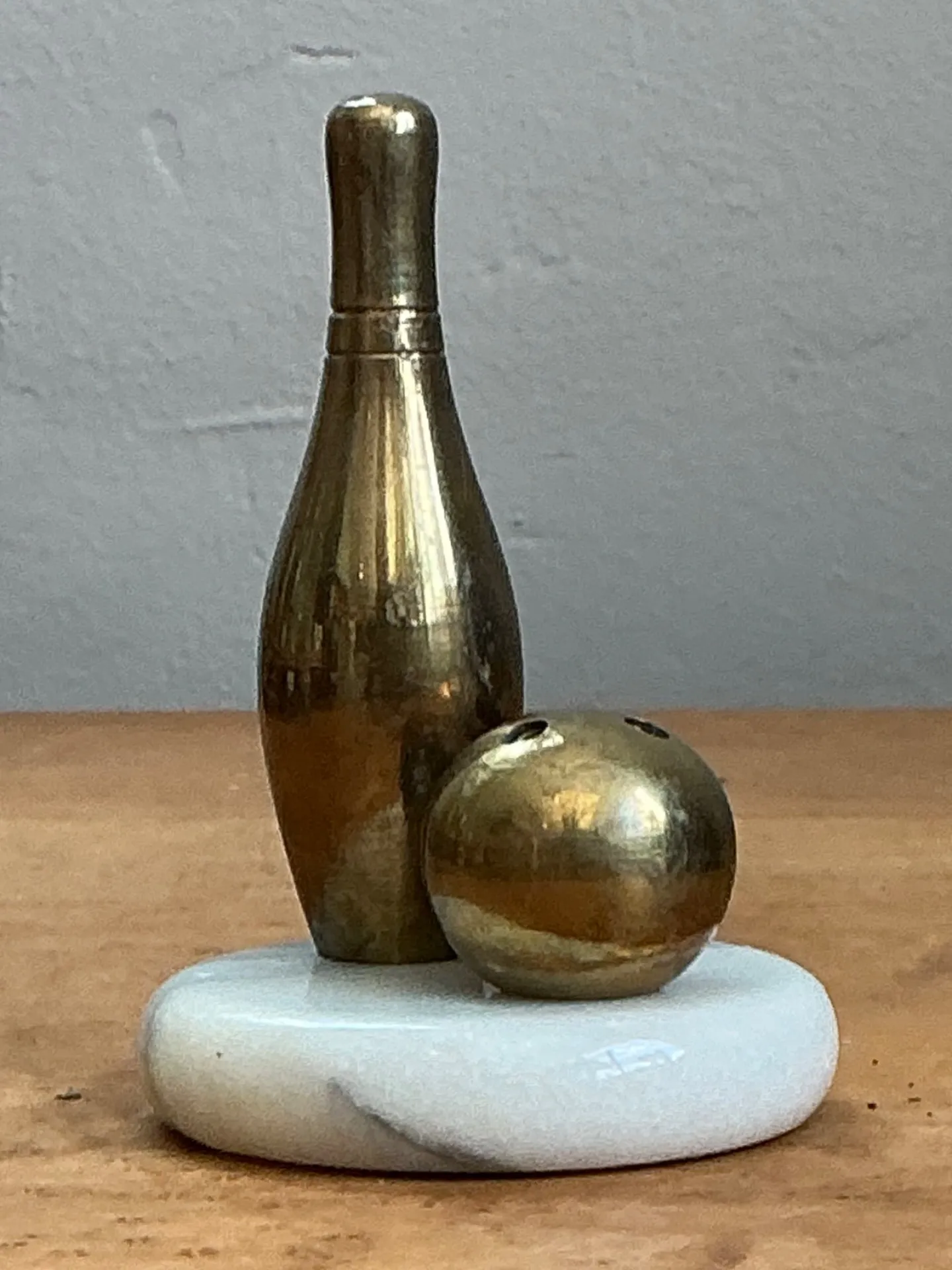 Vintage Brass Bowling Pin and Ball Sculpture — additional photo 4