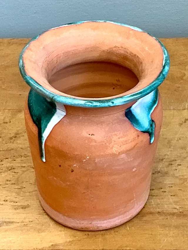 Vintage Drip Glaze Terracotta Vase — additional photo 1