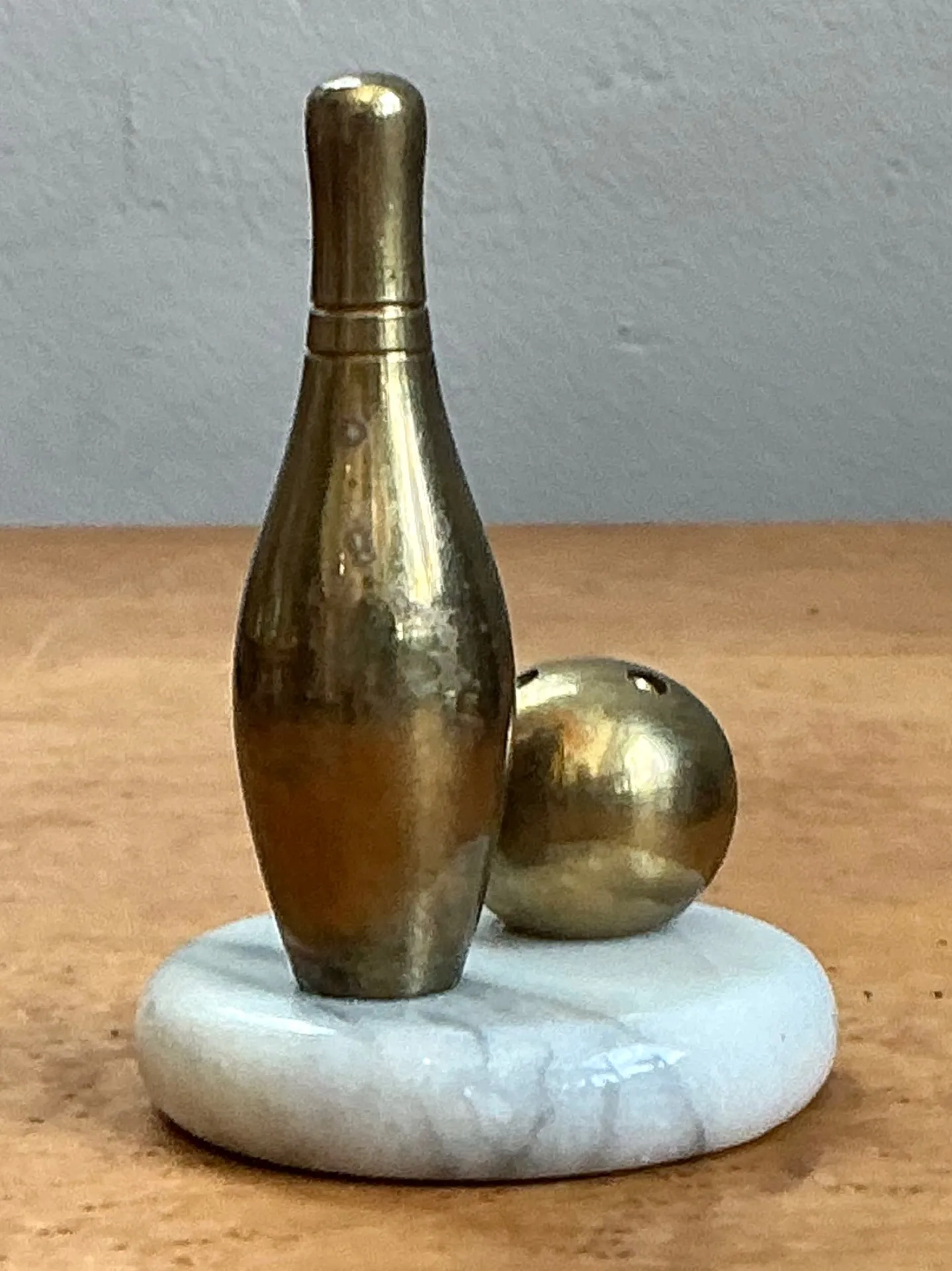 Vintage Brass Bowling Pin and Ball Sculpture — additional photo 7