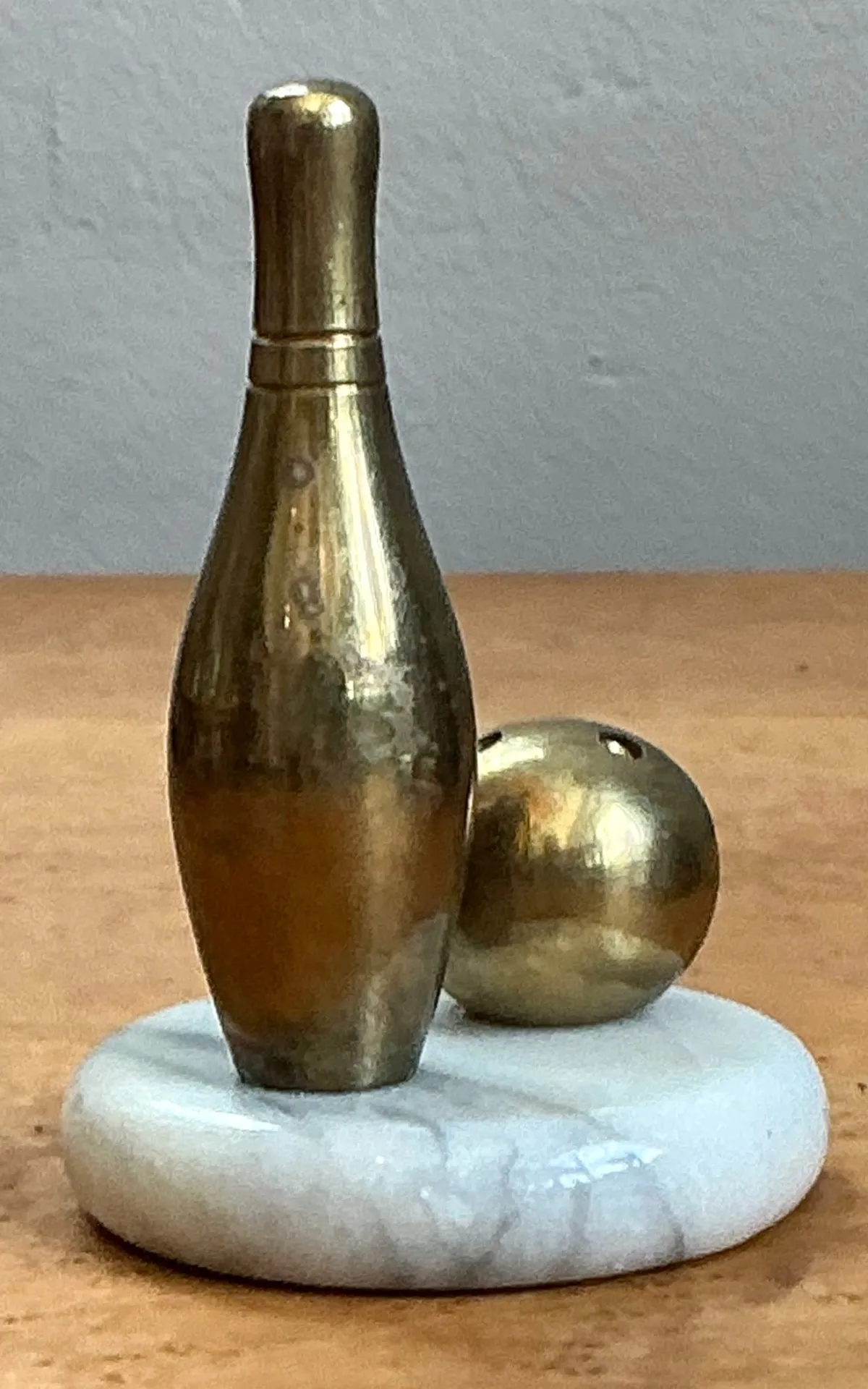 Vintage Brass Bowling Pin and Ball Sculpture — additional photo 7