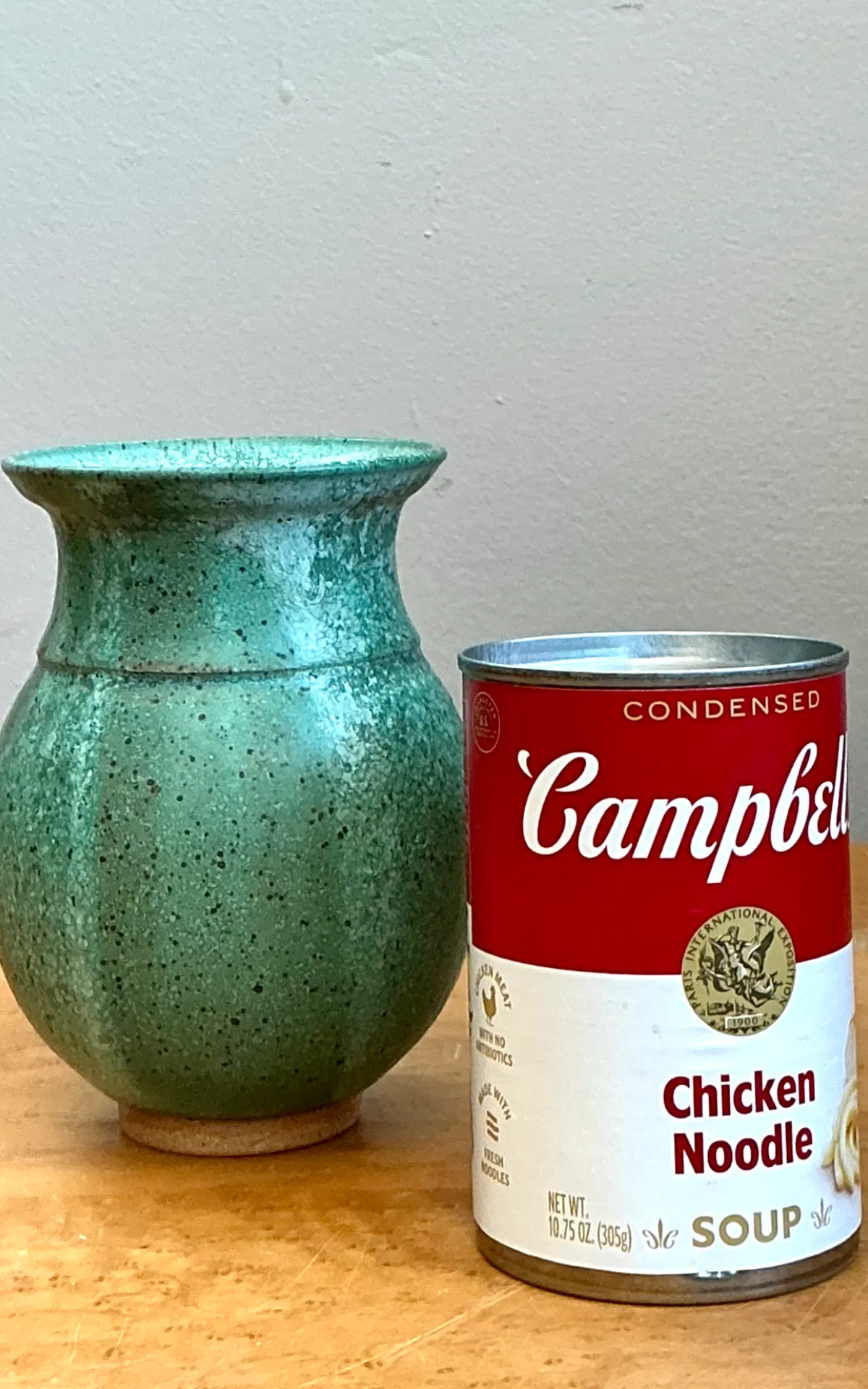 Vintage Speckled Green Ceramic Vase — additional photo 2