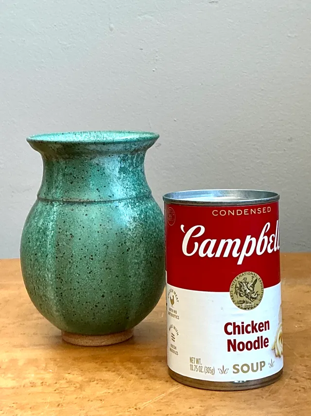 Vintage Speckled Green Ceramic Vase — additional photo 2