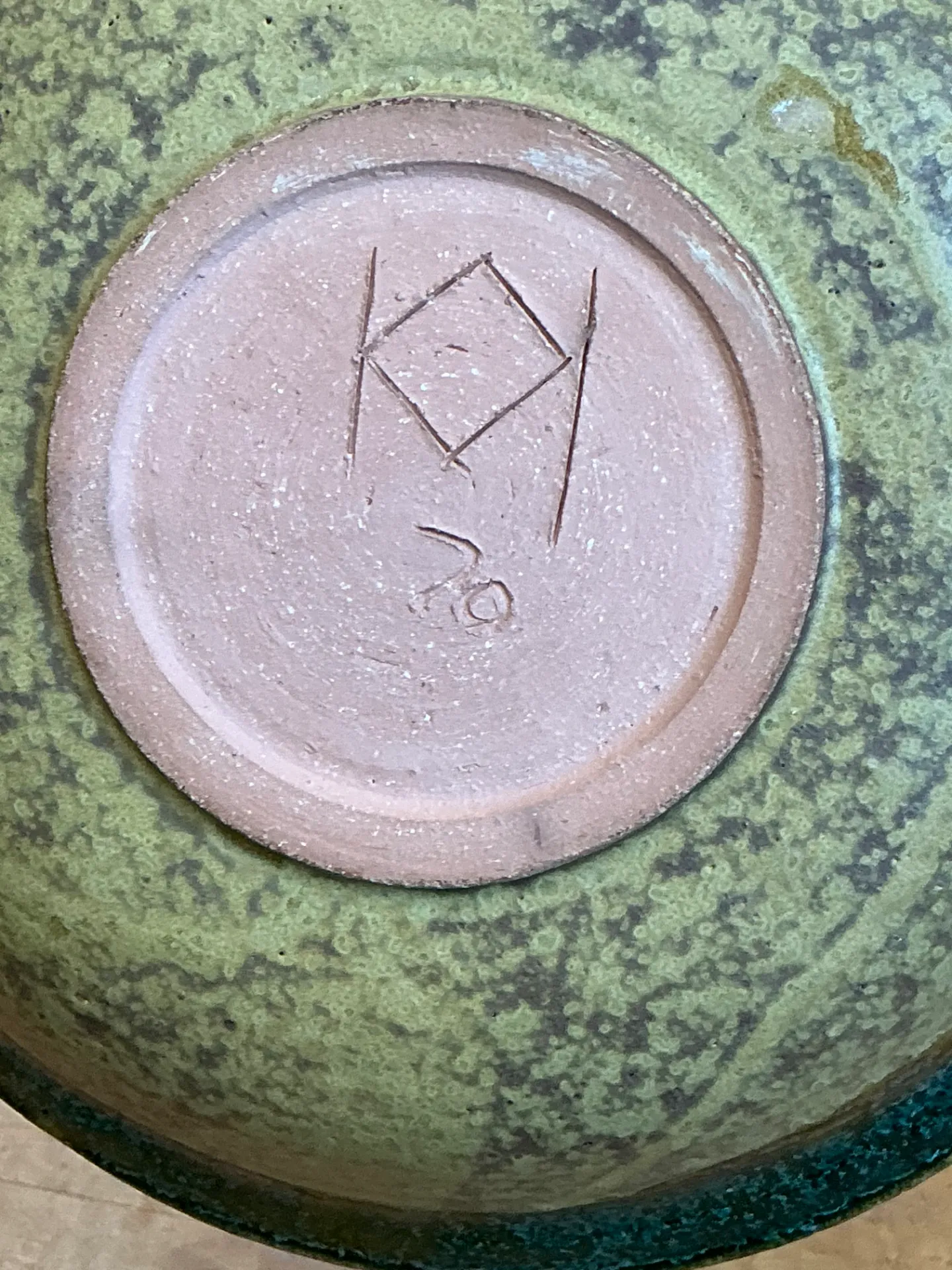 Vintage Abstract Glazed Pottery Bowl — additional photo 8