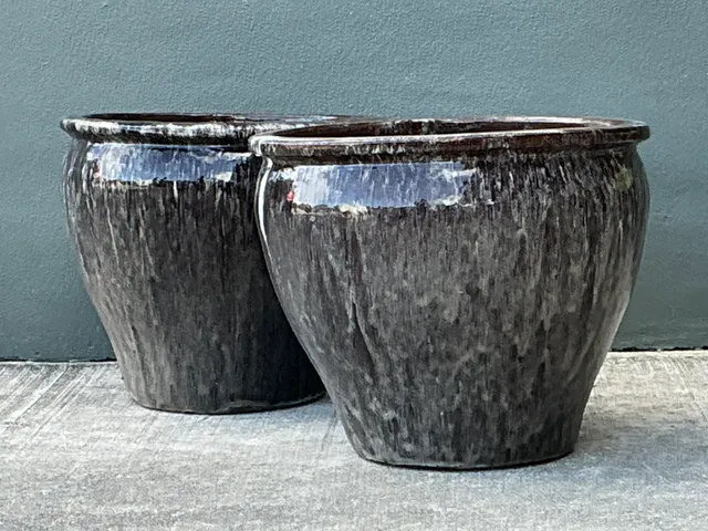 Vintage Glazed Ceramic Planters - Pair — additional photo 5
