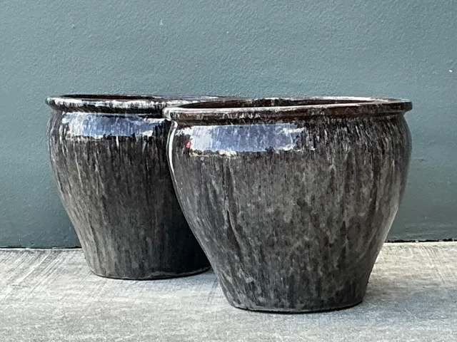 Vintage Glazed Ceramic Planters - Pair — additional photo 7