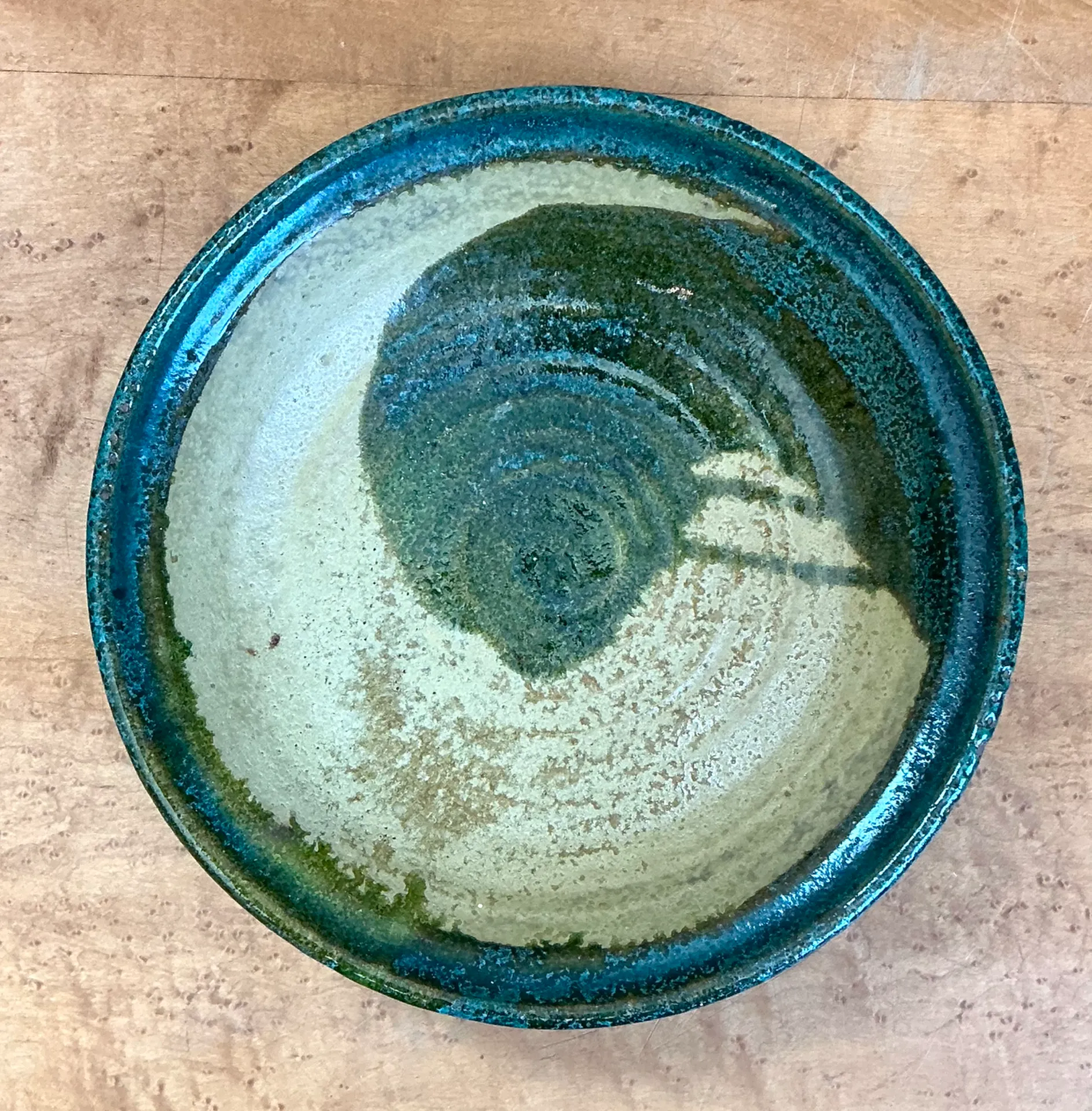 Vintage Abstract Glazed Pottery Bowl — additional photo 7