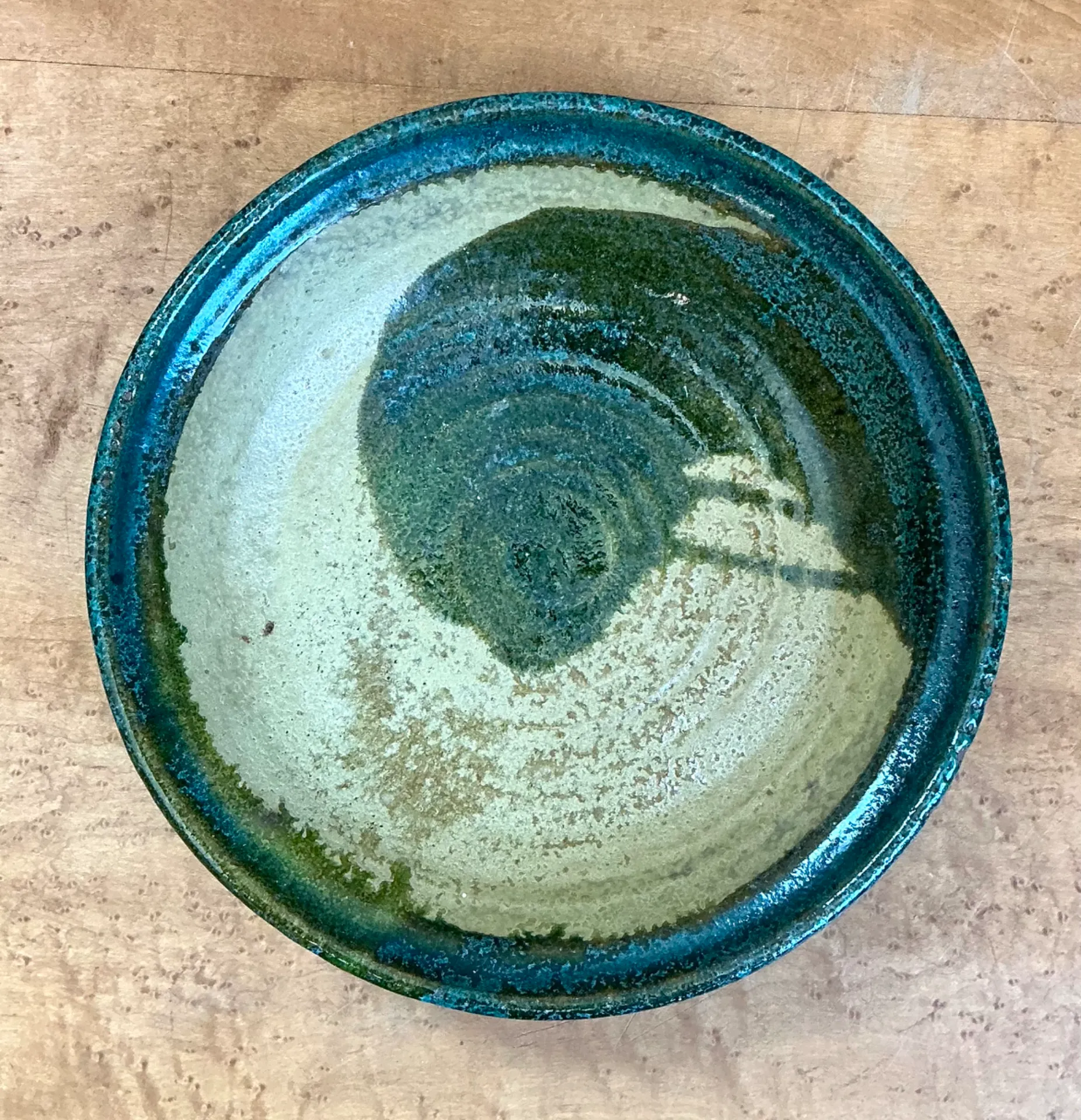 Vintage Abstract Glazed Pottery Bowl — additional photo 2