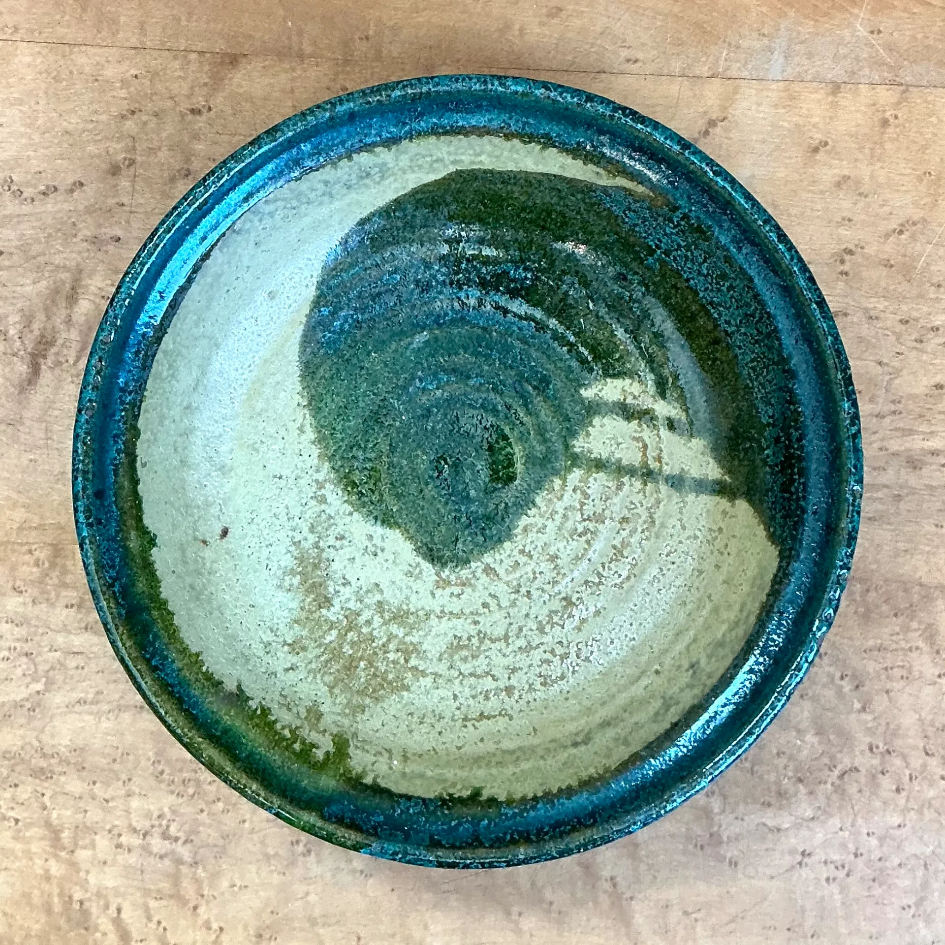 Vintage Abstract Glazed Pottery Bowl — additional photo 4