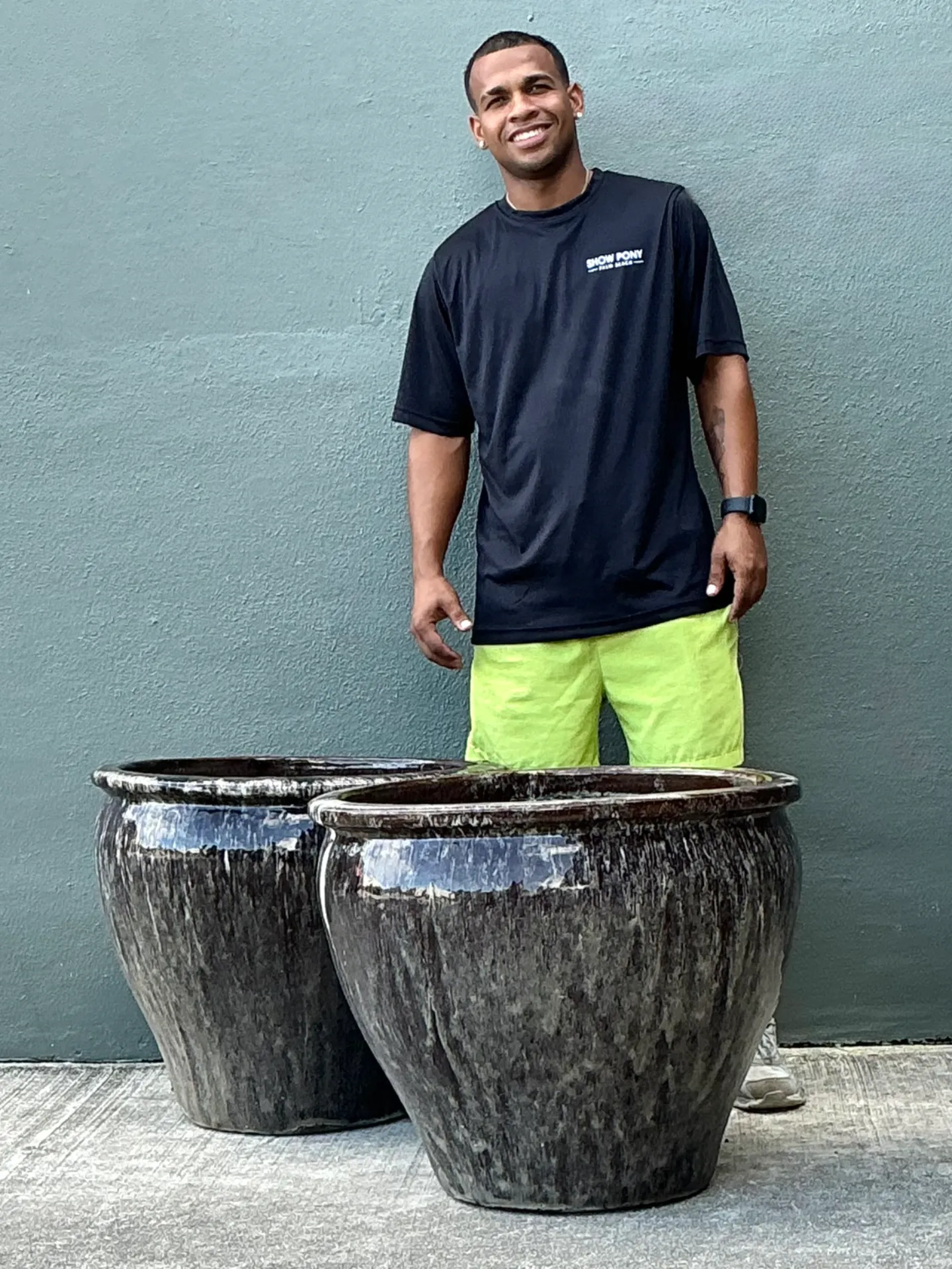 Vintage Glazed Ceramic Planters - Pair — additional photo 4