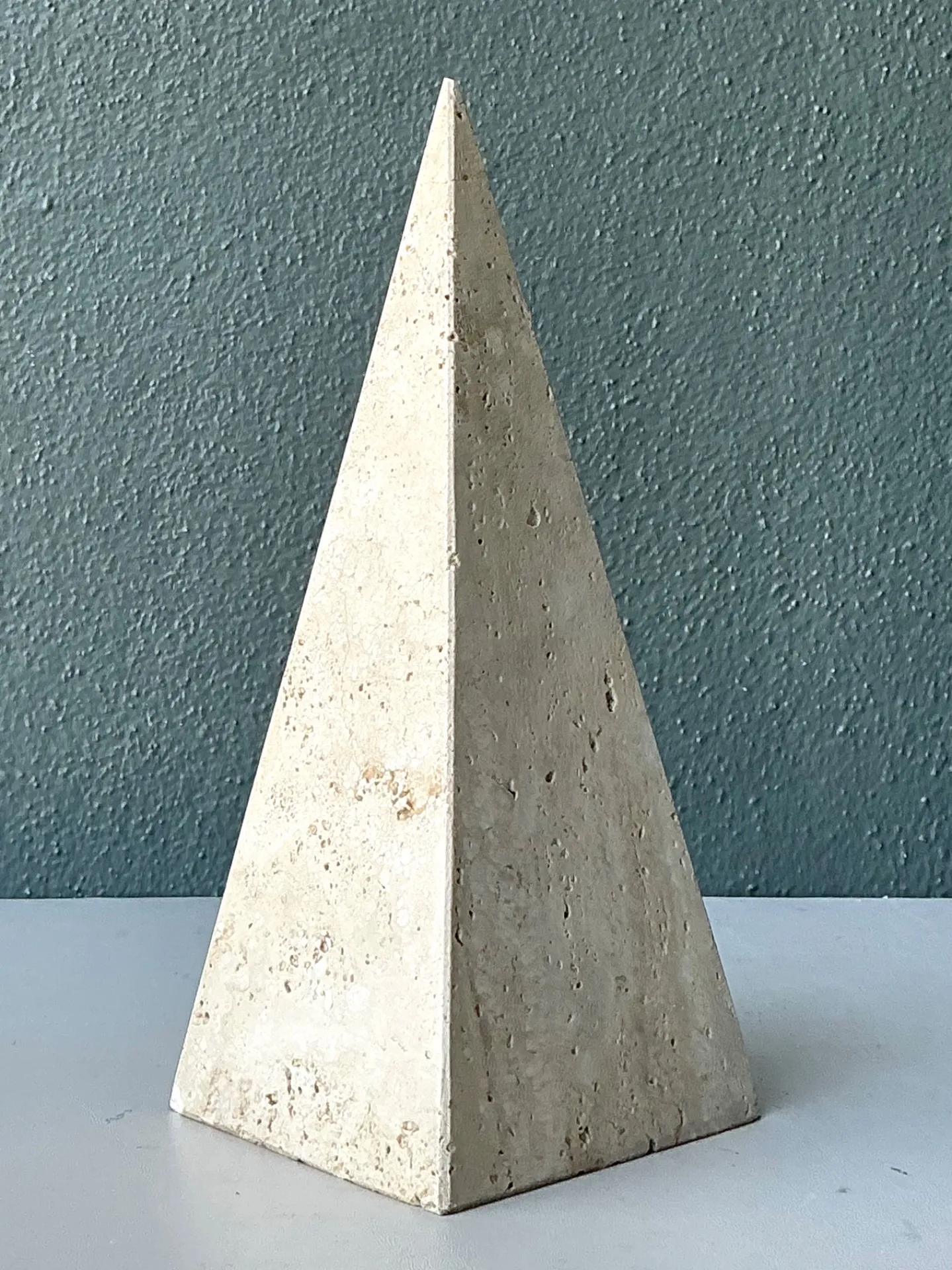 Vintage Travertine Pyramid Sculpture — additional photo 2