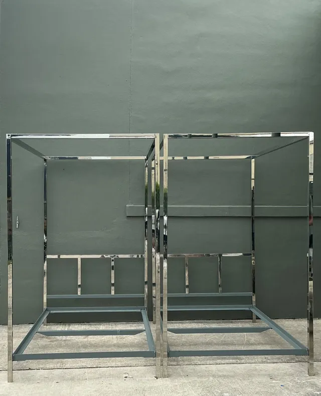 Vintage Chrome Twin Canopy Bed Frames After Milo Baughman — additional photo 1