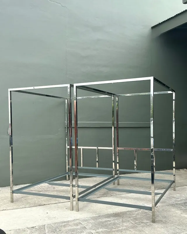 Vintage Chrome Twin Canopy Bed Frames After Milo Baughman — additional photo 7