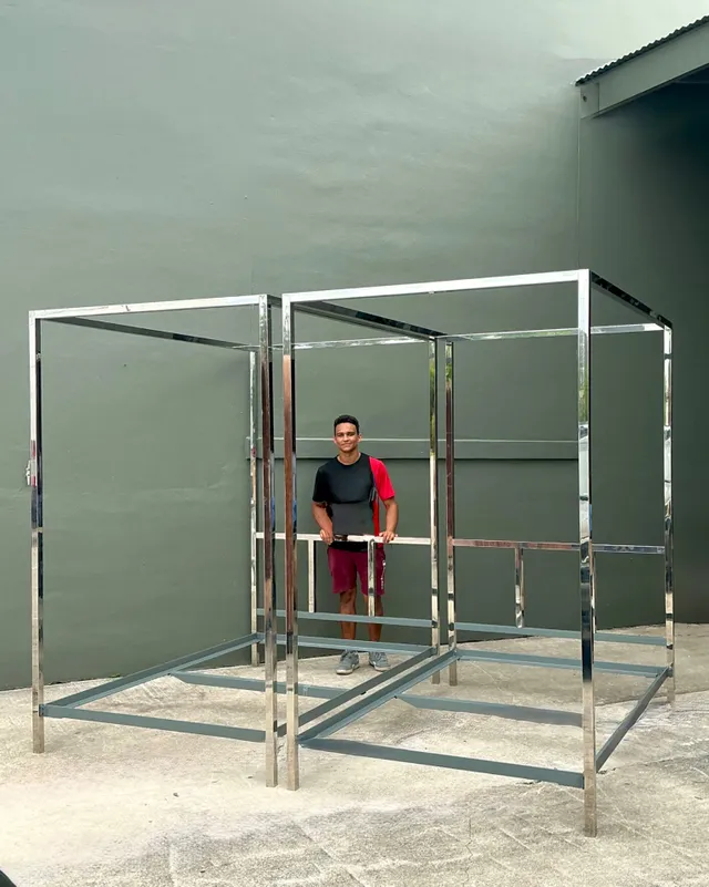 Vintage Chrome Twin Canopy Bed Frames After Milo Baughman — additional photo 5