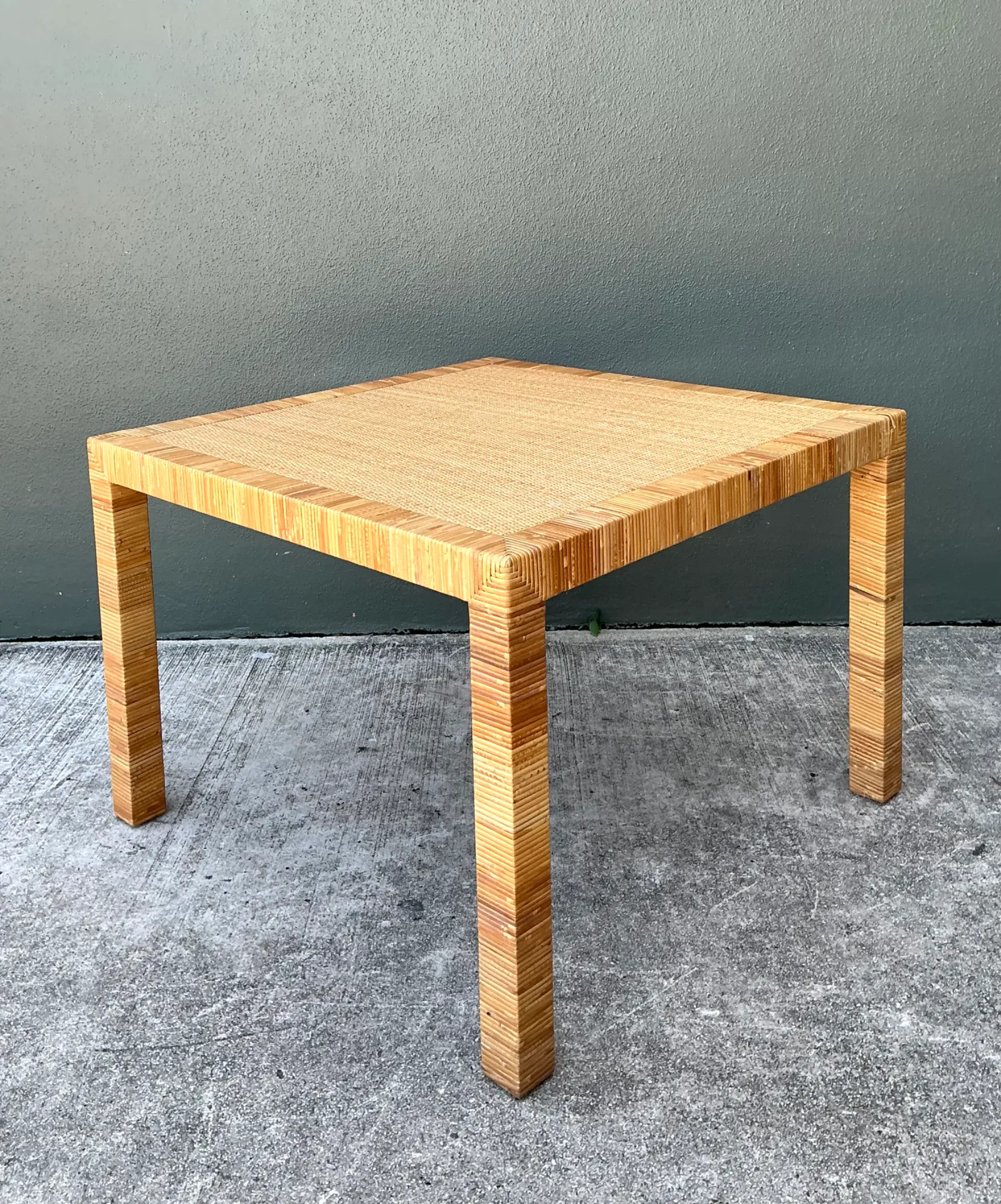 Vintage Bielecky Brothers Rattan Square Side Table — additional photo 2