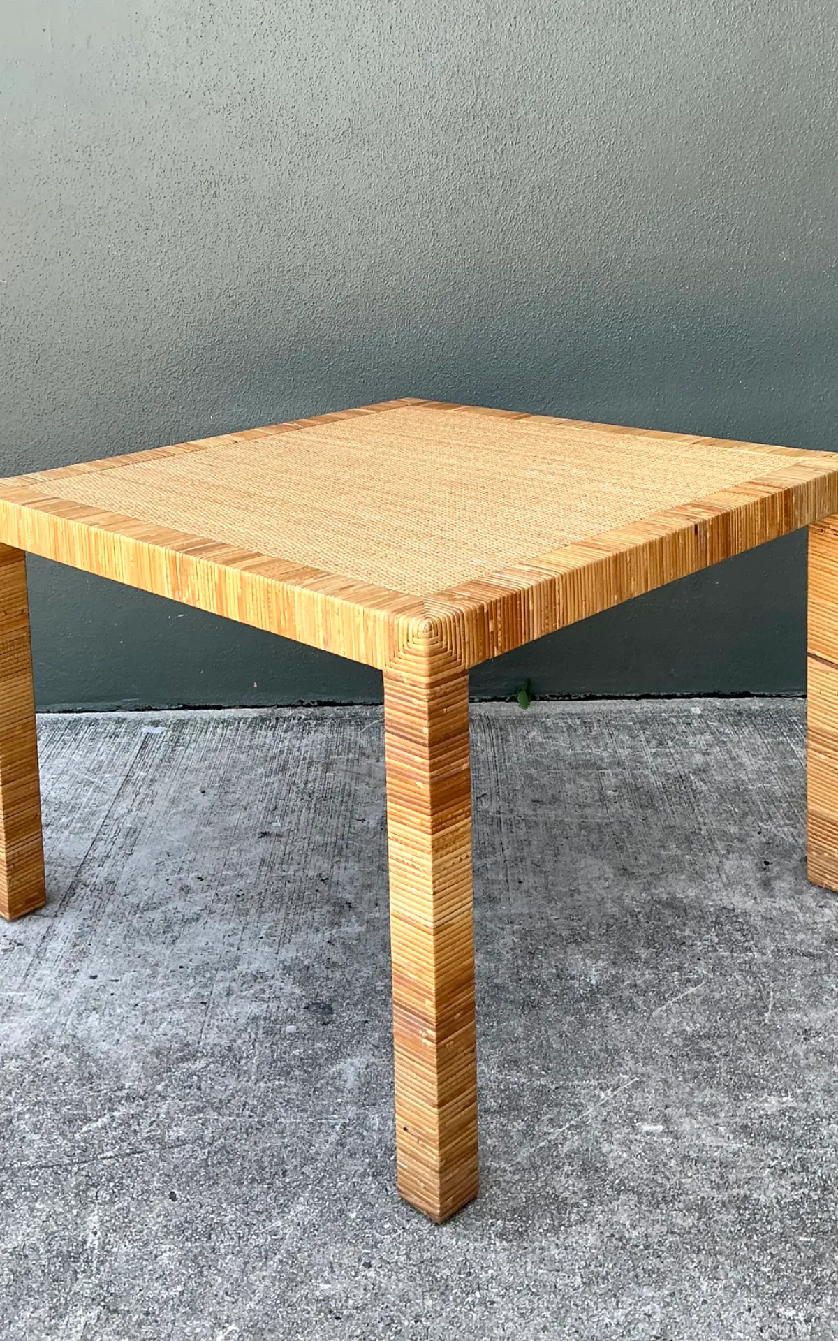 Vintage Bielecky Brothers Rattan Square Side Table — additional photo 2