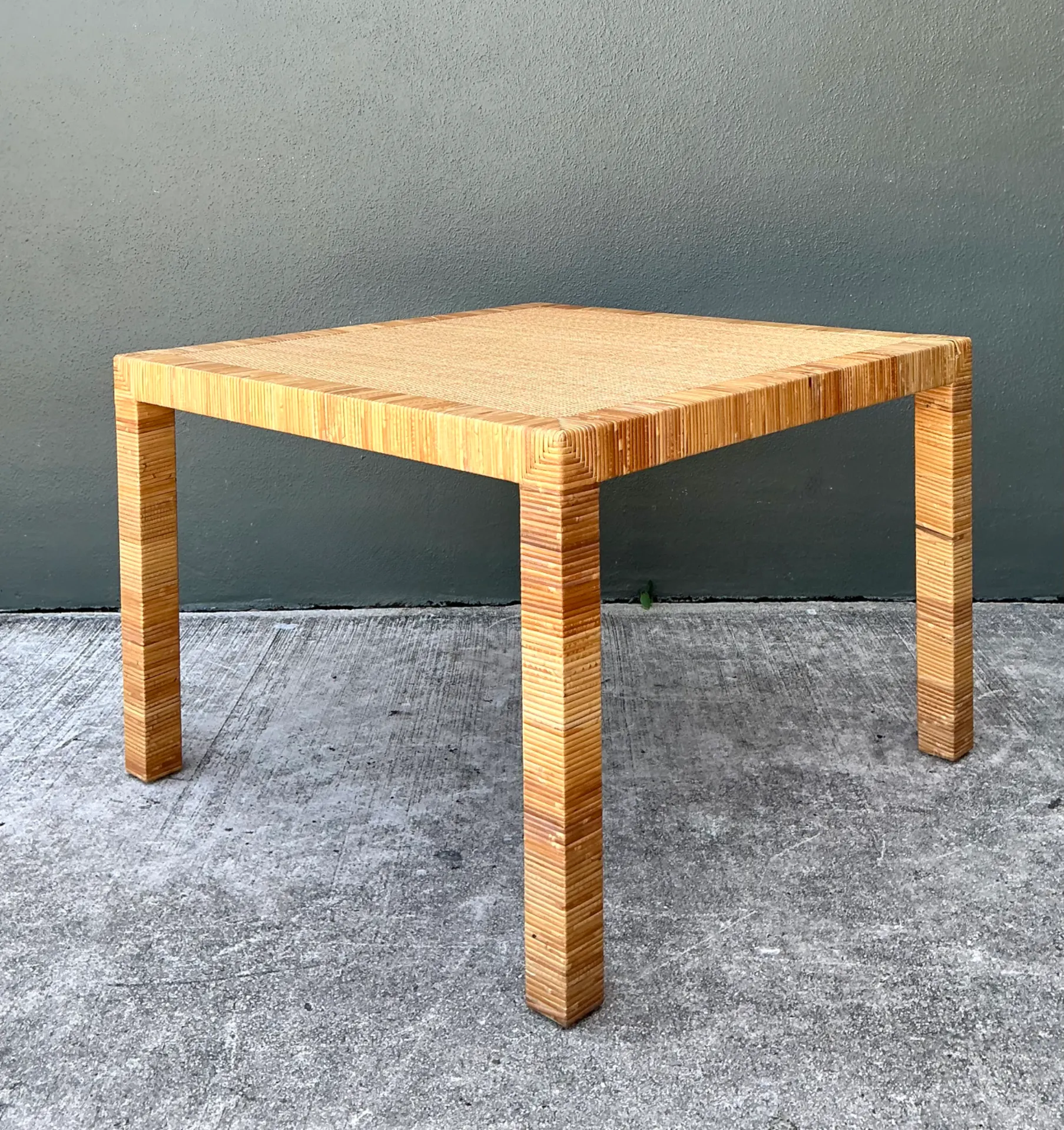 Vintage Bielecky Brothers Rattan Square Side Table — additional photo 8