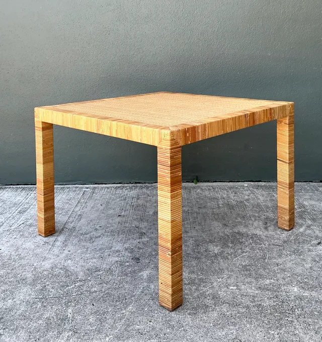 Vintage Bielecky Brothers Rattan Square Side Table — additional photo 8