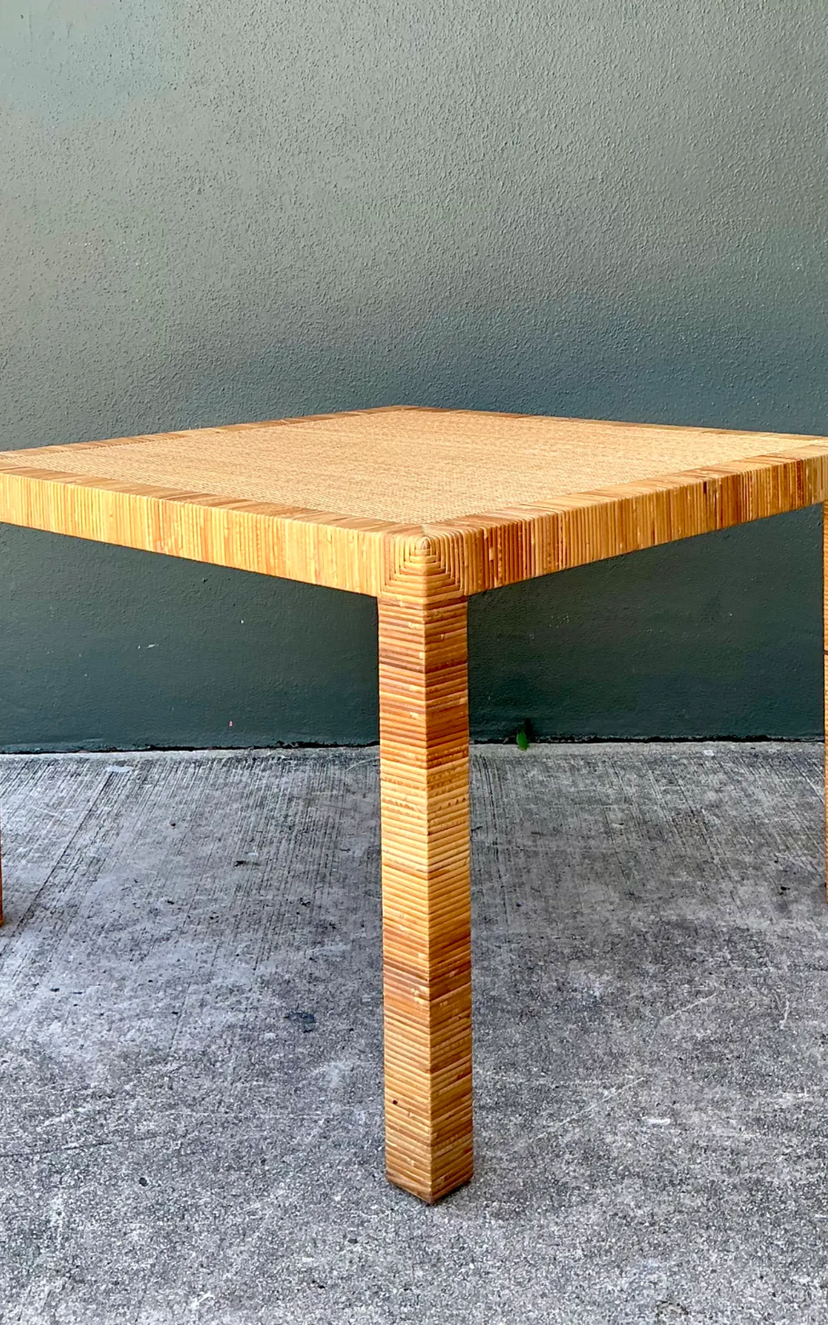 Vintage Bielecky Brothers Rattan Square Side Table — additional photo 5