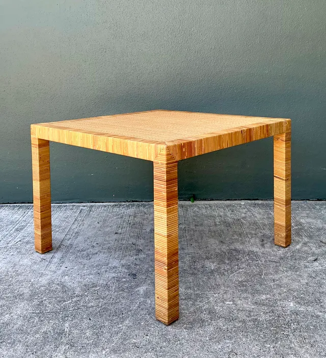 Vintage Bielecky Brothers Rattan Square Side Table — additional photo 5