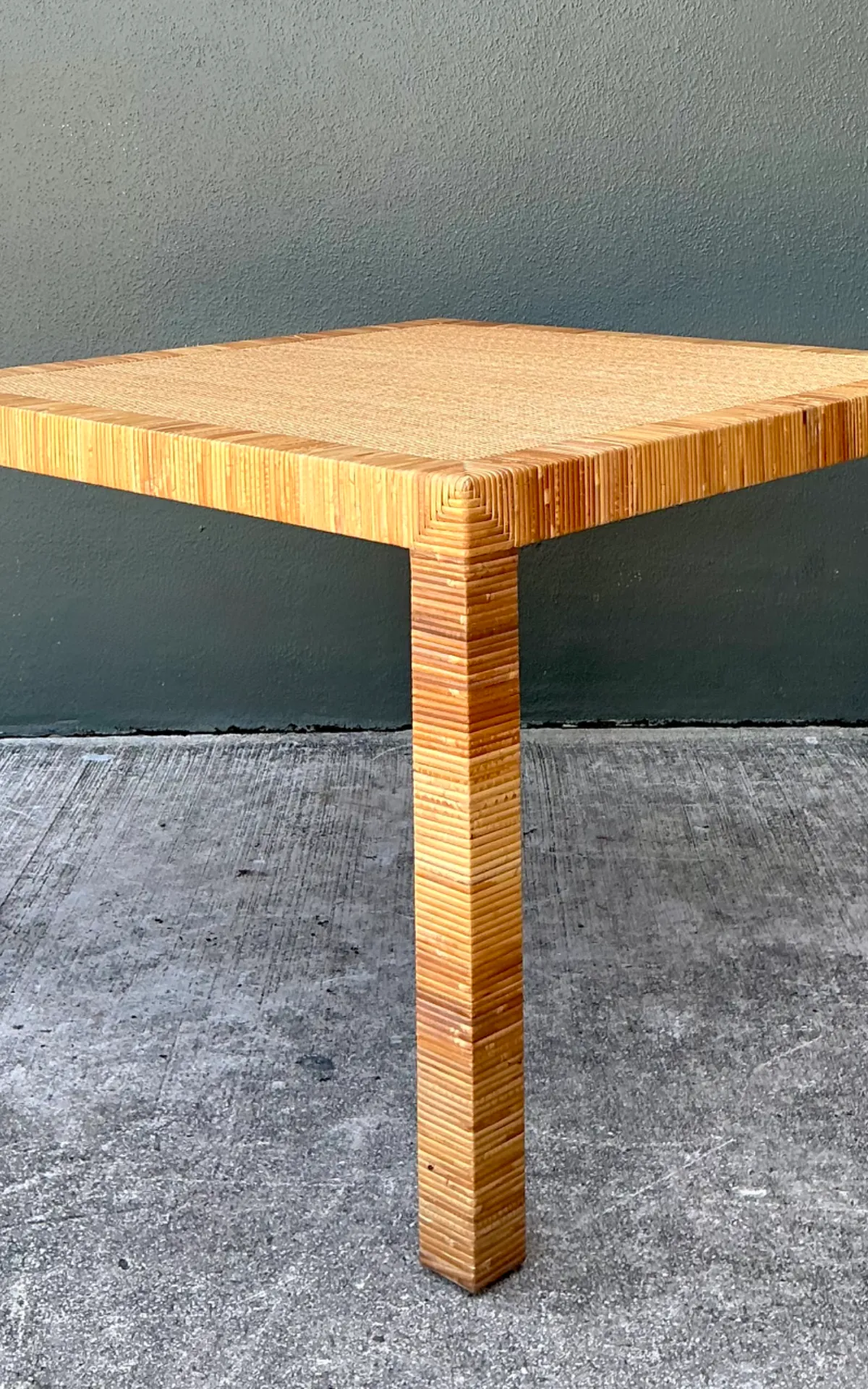 Vintage Bielecky Brothers Rattan Square Side Table — additional photo 3