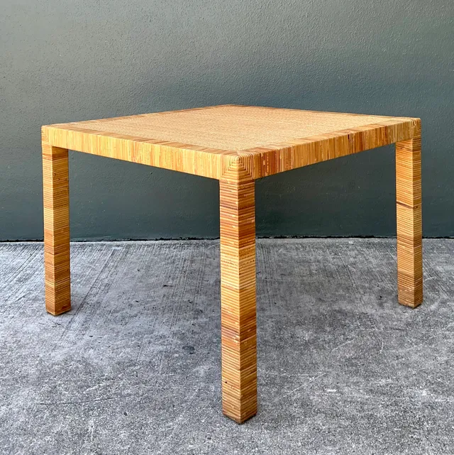 Vintage Bielecky Brothers Rattan Square Side Table — additional photo 3
