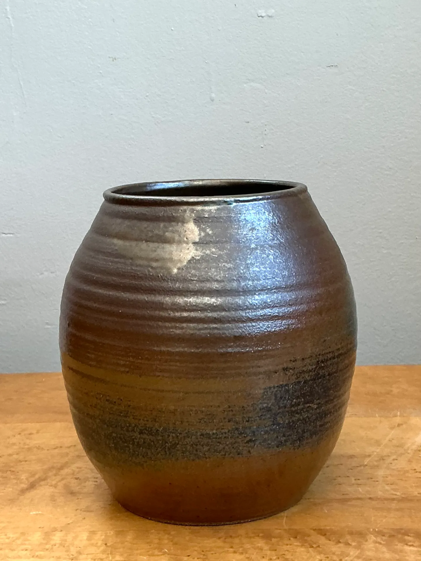 Vintage Brown Glazed Ceramic Vase — additional photo 6