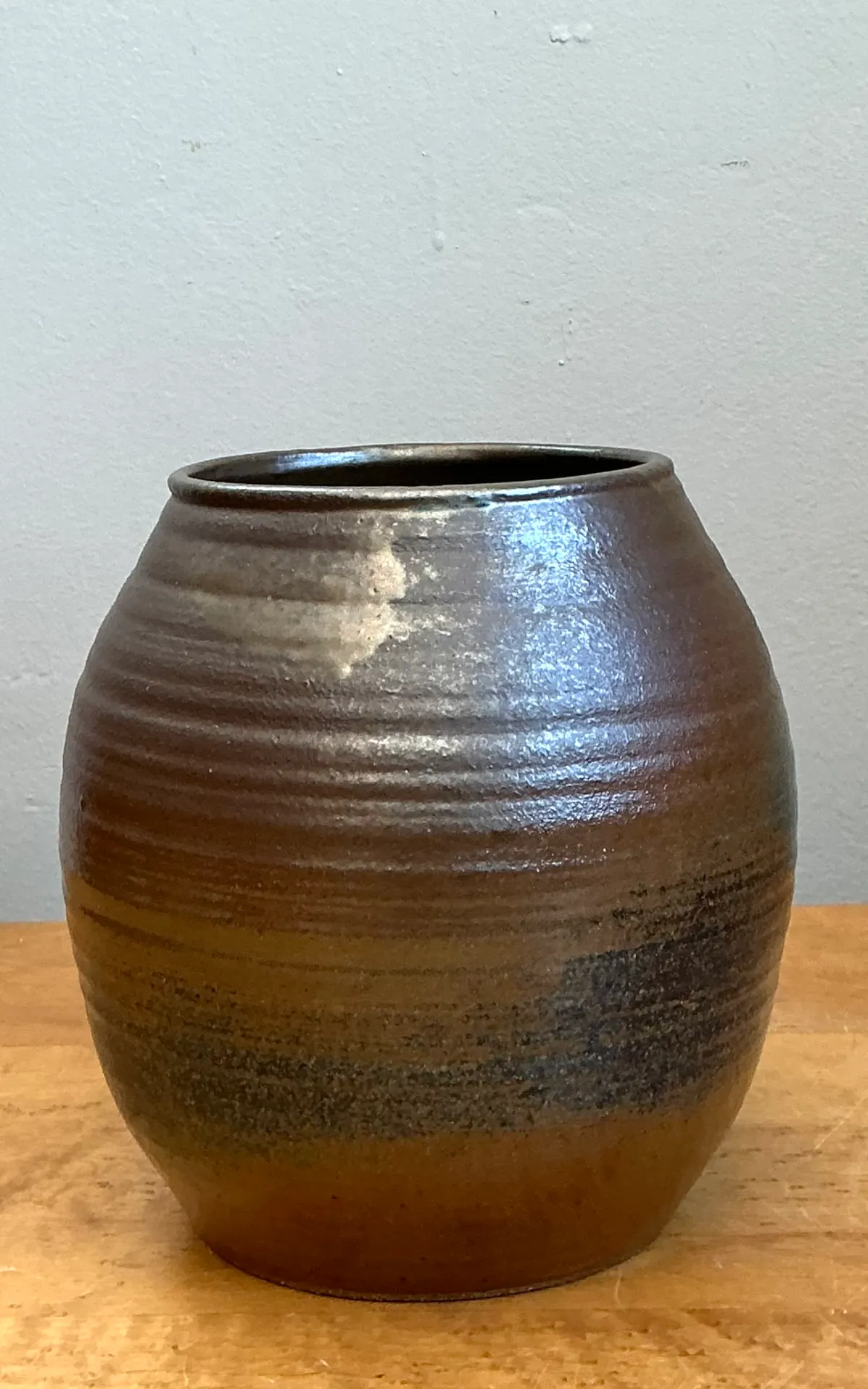 Vintage Brown Glazed Ceramic Vase — additional photo 6