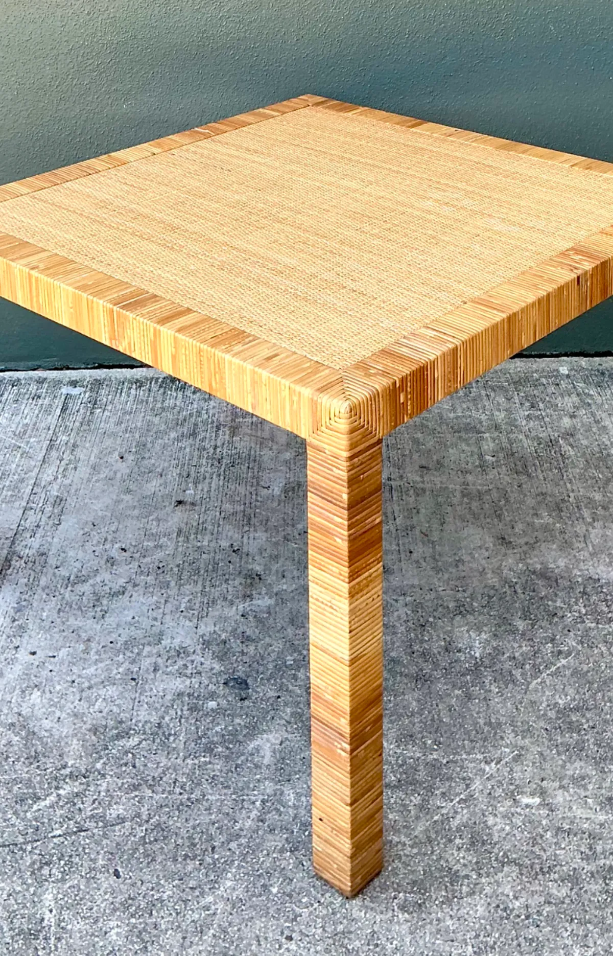 Vintage Bielecky Brothers Rattan Square Side Table — additional photo 7