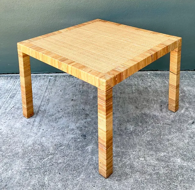 Vintage Bielecky Brothers Rattan Square Side Table — additional photo 7
