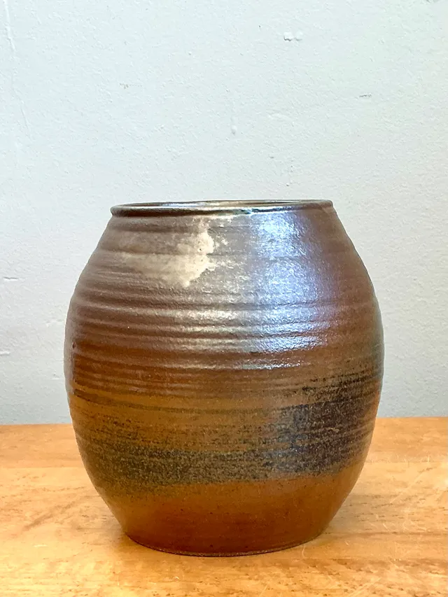 Vintage Brown Glazed Ceramic Vase — additional photo 1