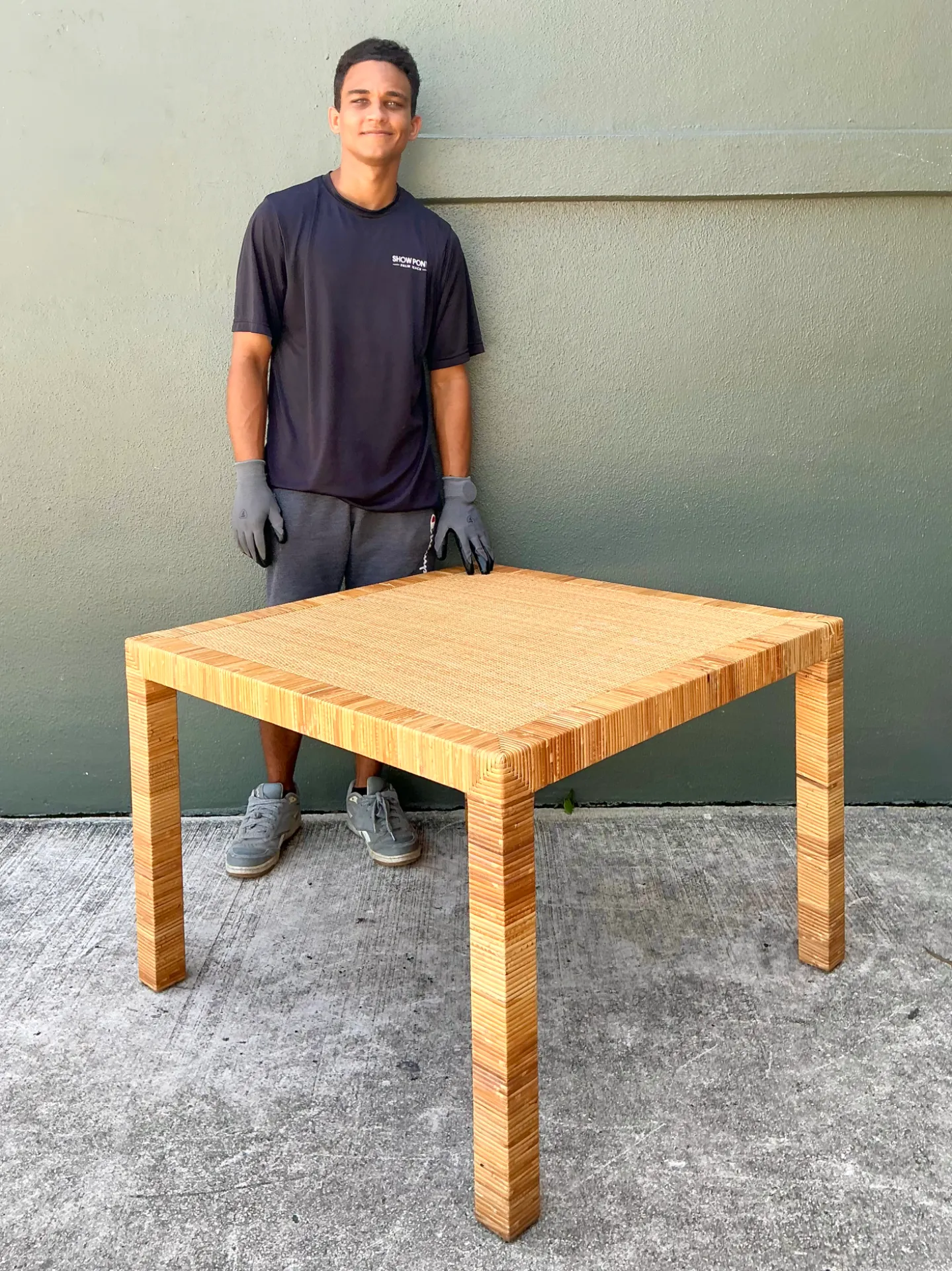 Vintage Bielecky Brothers Rattan Square Side Table — additional photo 6