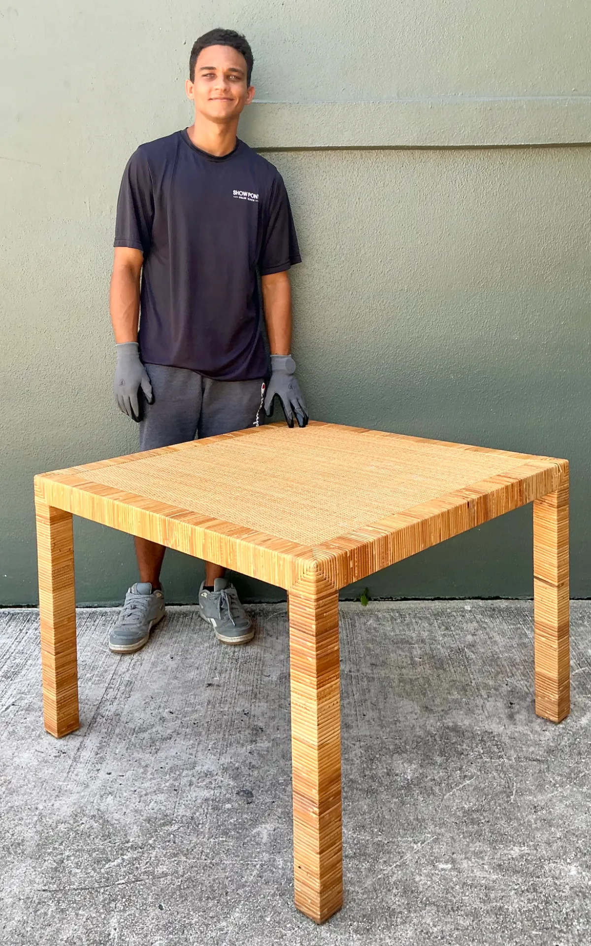 Vintage Bielecky Brothers Rattan Square Side Table — additional photo 6