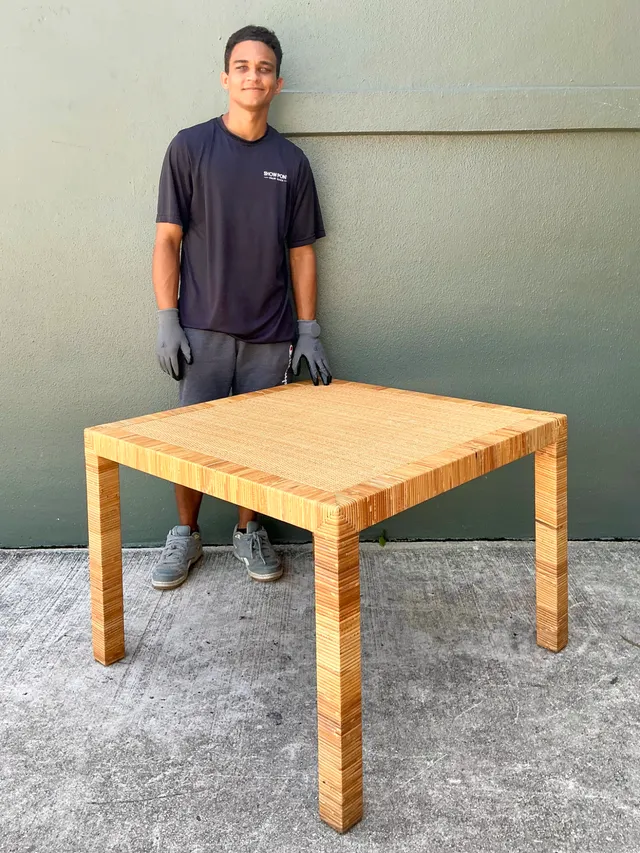 Vintage Bielecky Brothers Rattan Square Side Table — additional photo 6