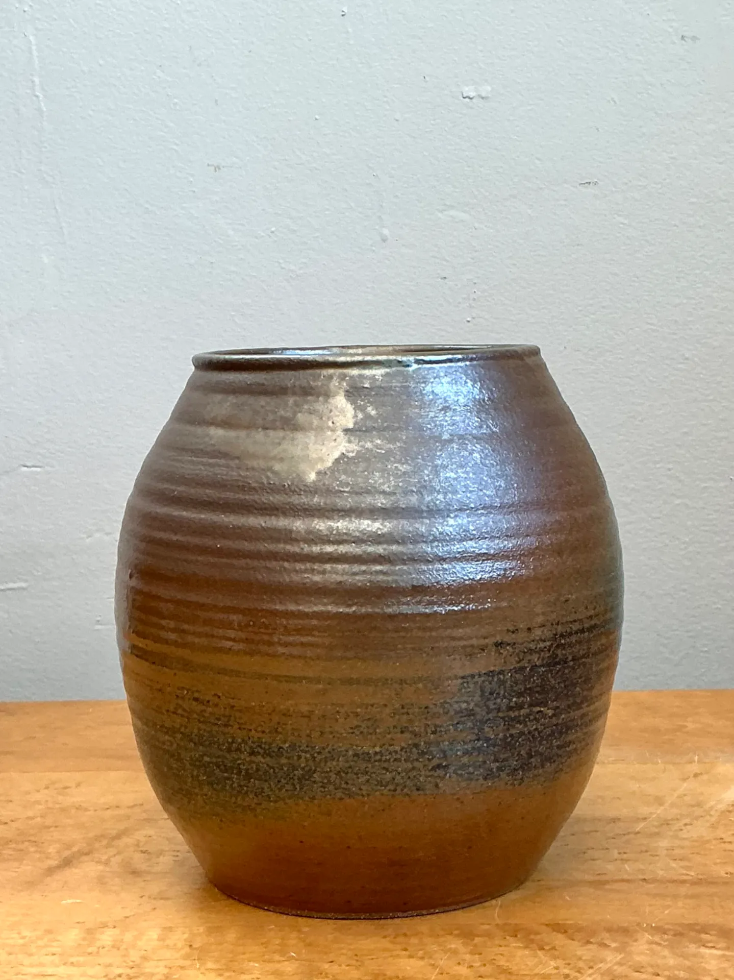 Vintage Brown Glazed Ceramic Vase — additional photo 2