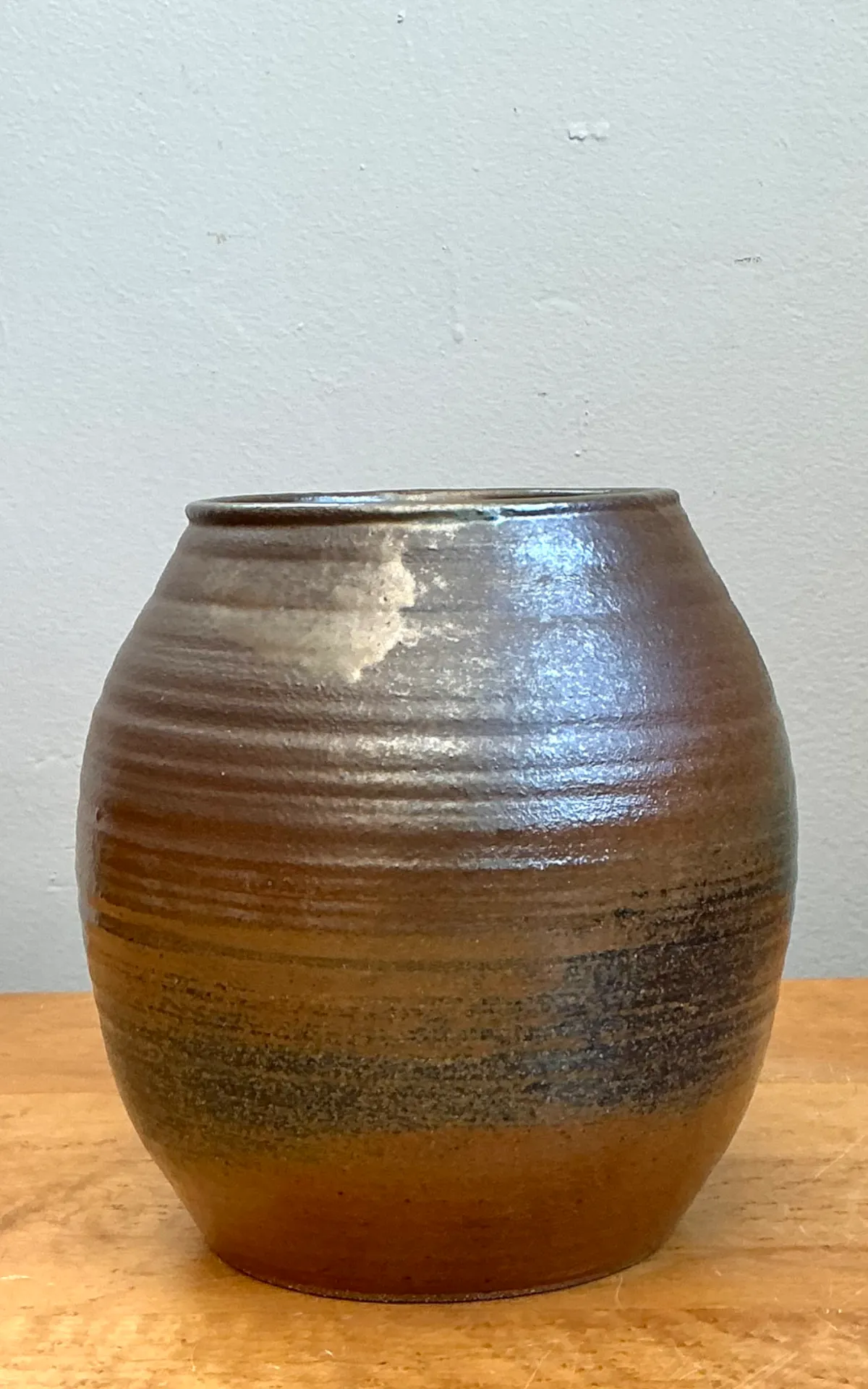 Vintage Brown Glazed Ceramic Vase — additional photo 2