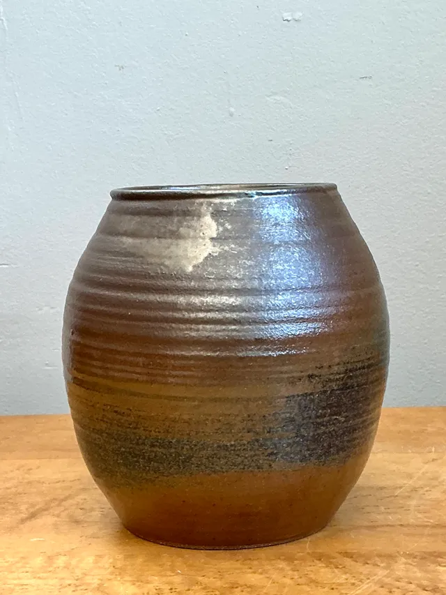 Vintage Brown Glazed Ceramic Vase — additional photo 4