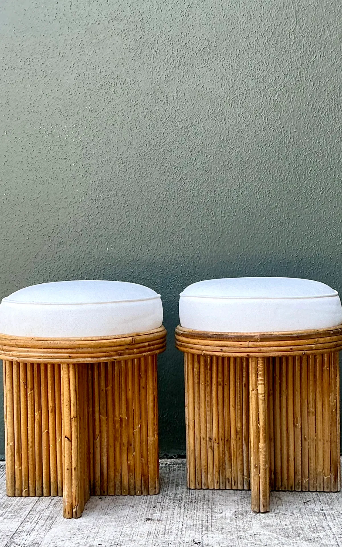 Vintage Rattan Drum Stools - A Pair — additional photo 8