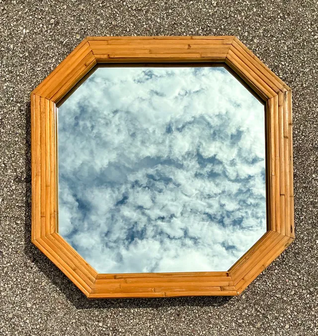 Vintage Octagonal Bamboo Wall Mirror — additional photo 1