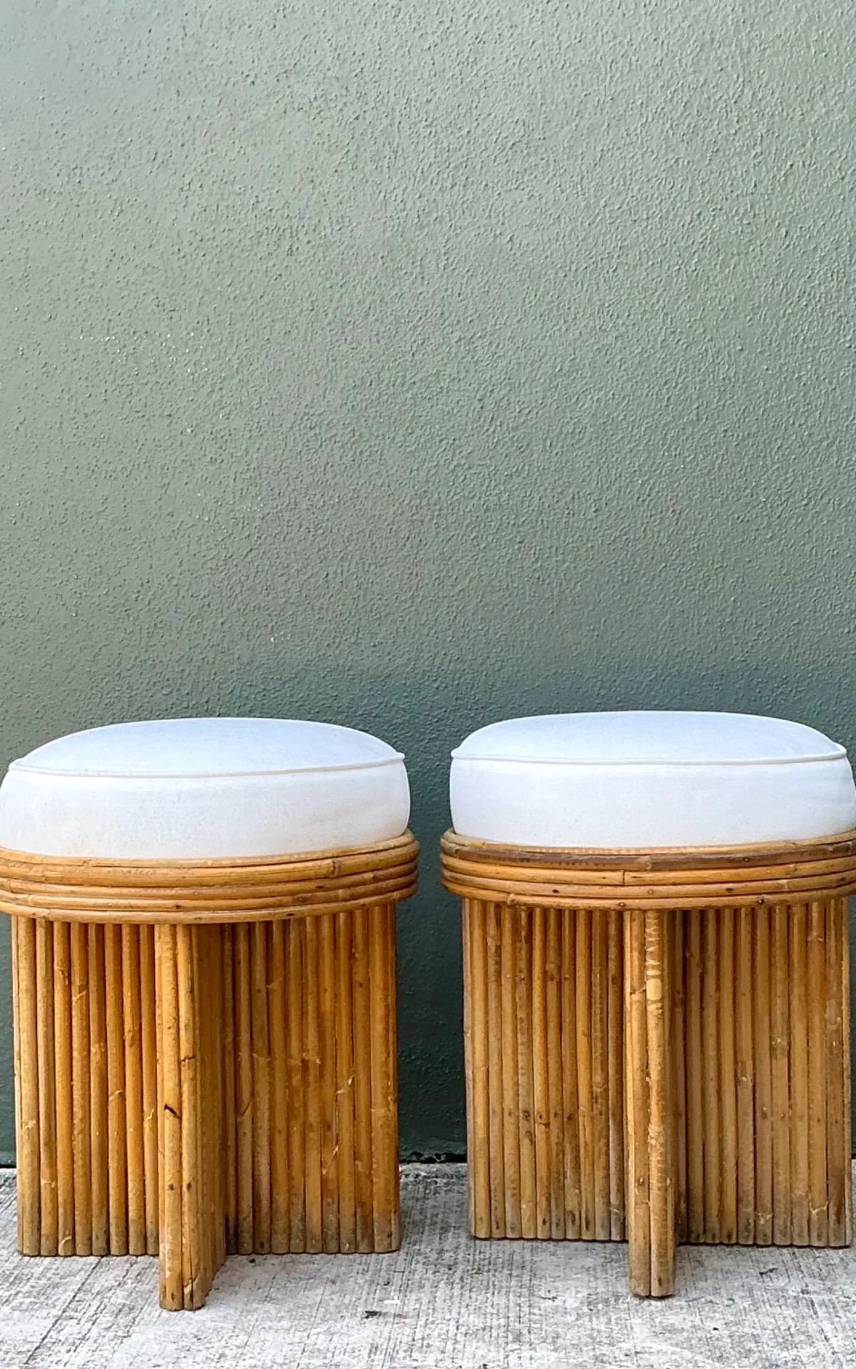 Vintage Rattan Drum Stools - A Pair — additional photo 7