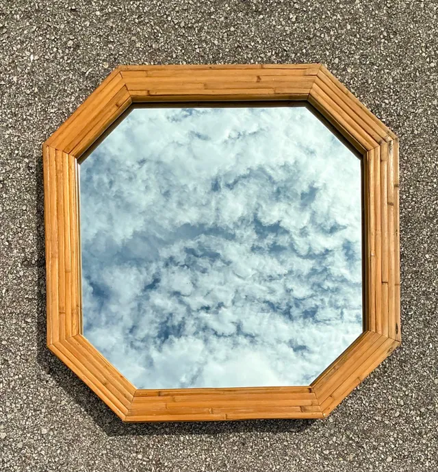 Vintage Octagonal Bamboo Wall Mirror — additional photo 6
