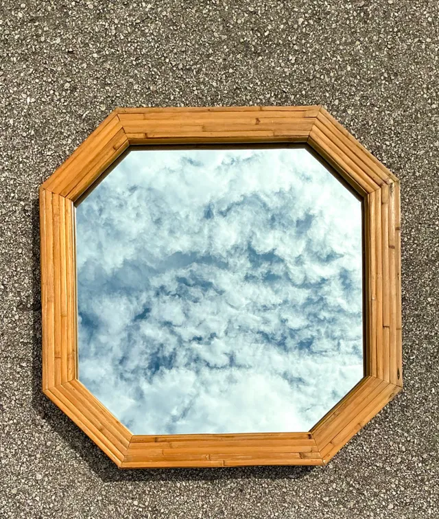 Vintage Octagonal Bamboo Wall Mirror — additional photo 8