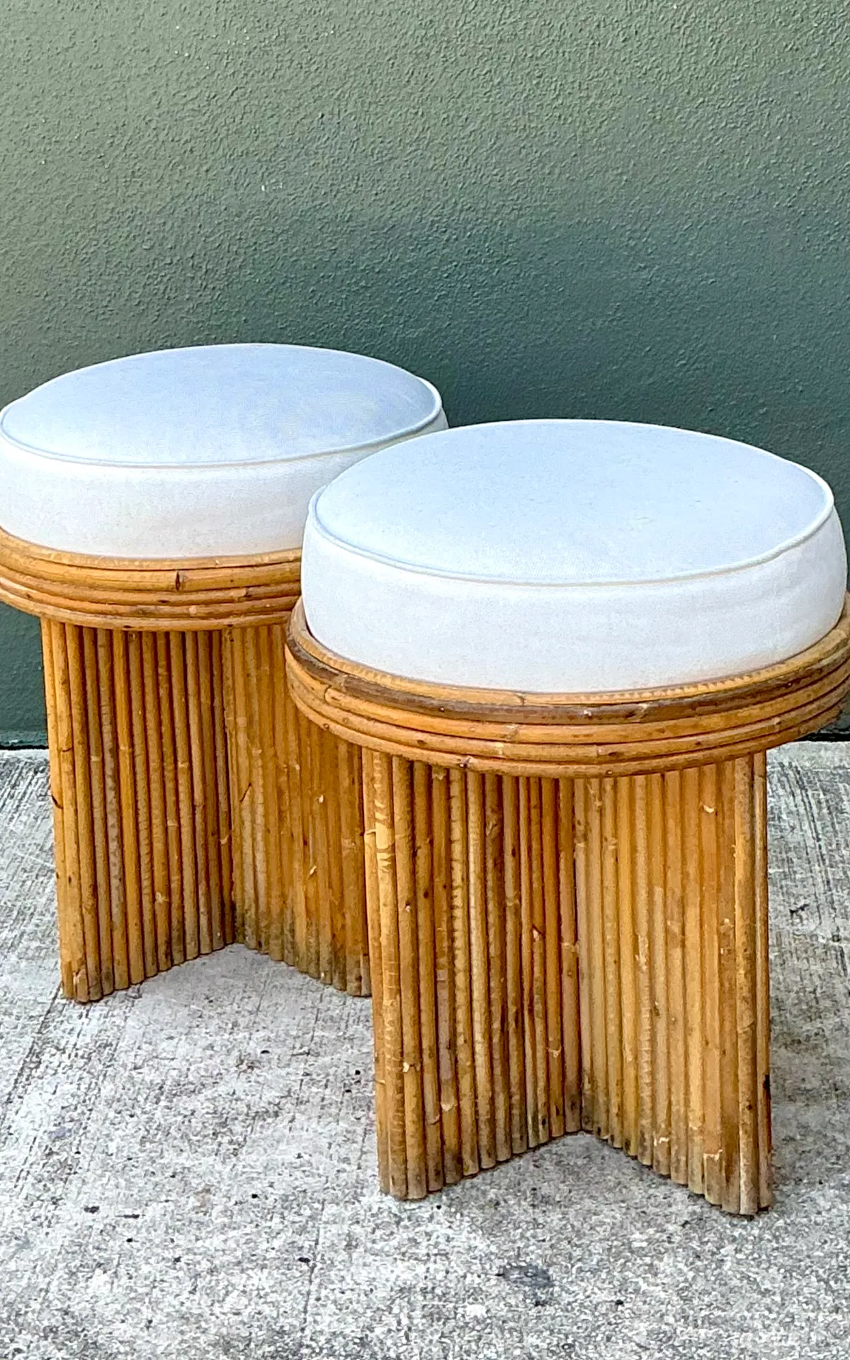 Vintage Rattan Drum Stools - A Pair — additional photo 6