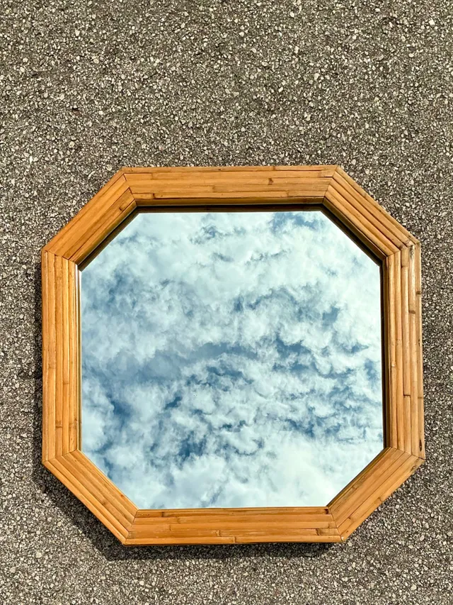 Vintage Octagonal Bamboo Wall Mirror — additional photo 4