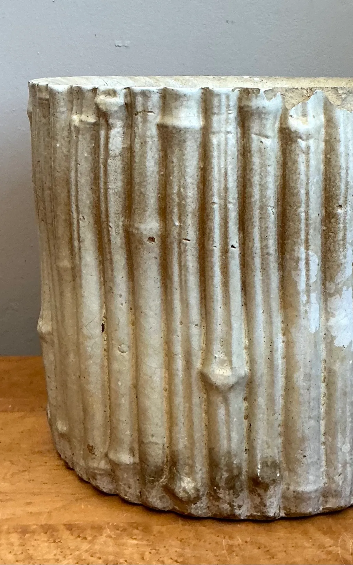 Vintage Faux Bamboo White Ceramic Pot — additional photo 5